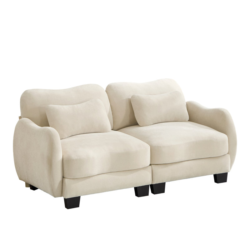 Canapé de soutien en chenille avec coussin de taille délicate, conception courbée, base et accoudoirs ergonomiques, coussin de soutien doux, assemblage facile pour le salon et la chambre à coucher