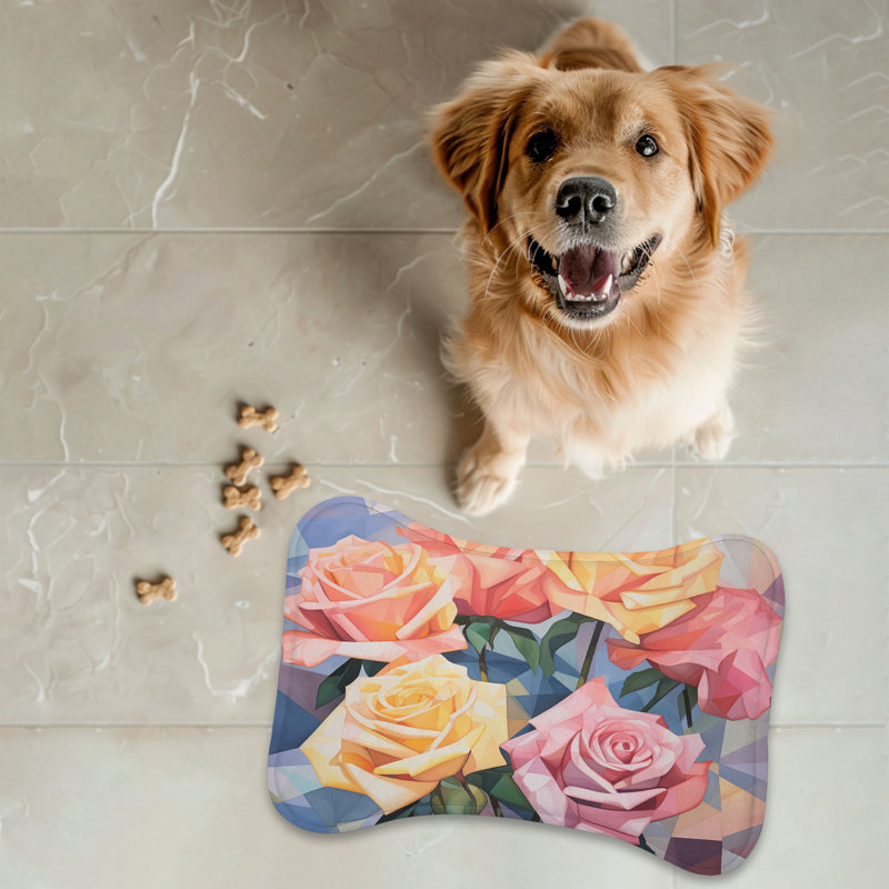 Rose Tessellations - Tapis d'alimentation en os 1 pièce