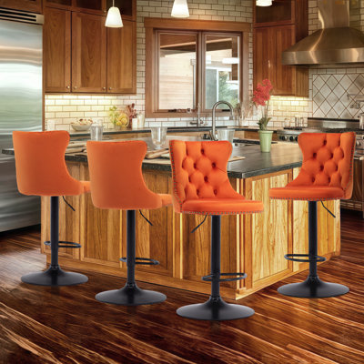 Daijiah Swivel Upholstered Adjustable Height Counter Stool with Metal Frame