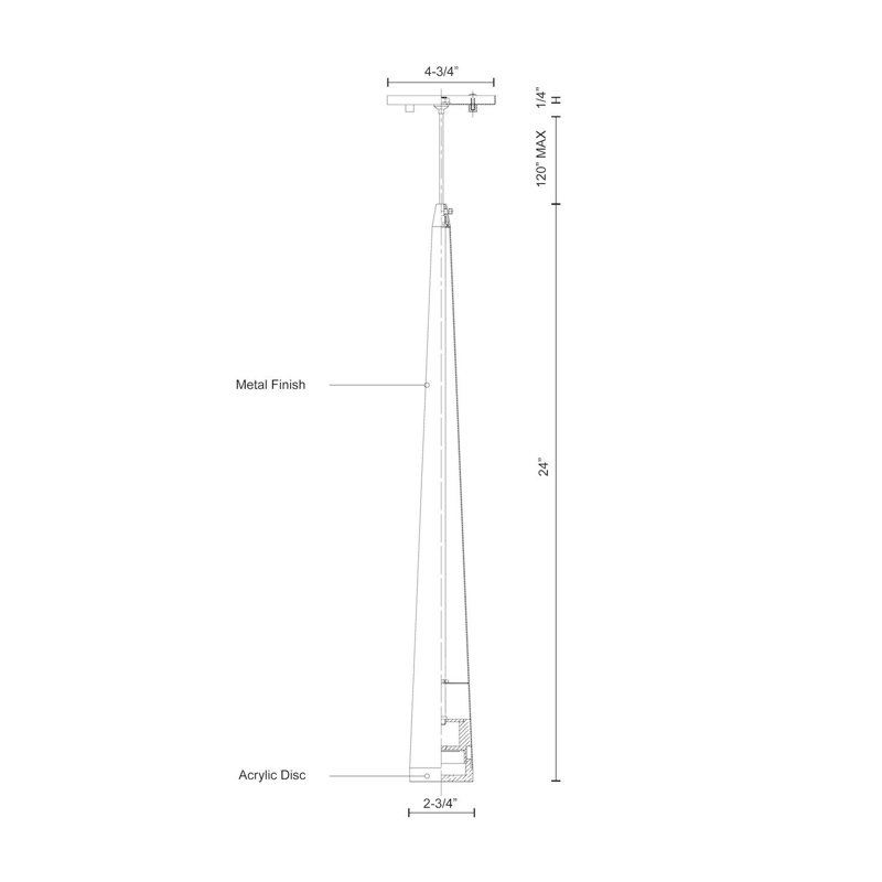 Mina 1 - Light LED Pendant, 24" H x 4.75" W x 4.75" D, Brushed Gold, Brushed Gold