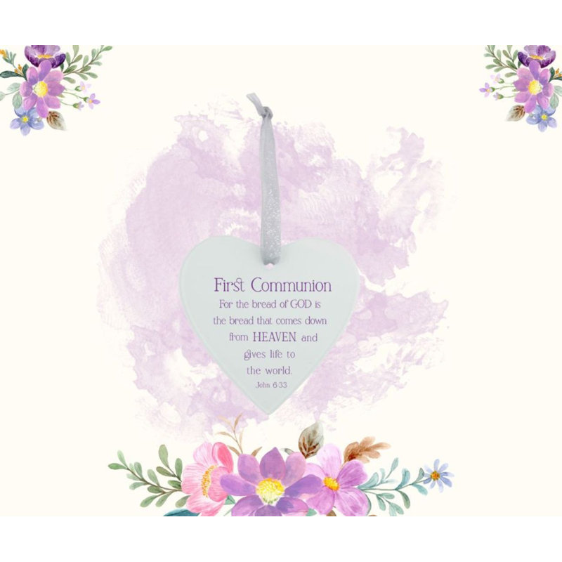 Ornement en verre cœur 1ère communion