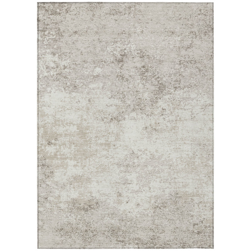 Tapis extérieur lavable abstrait ivoire et beige 10 pi x 14 pi