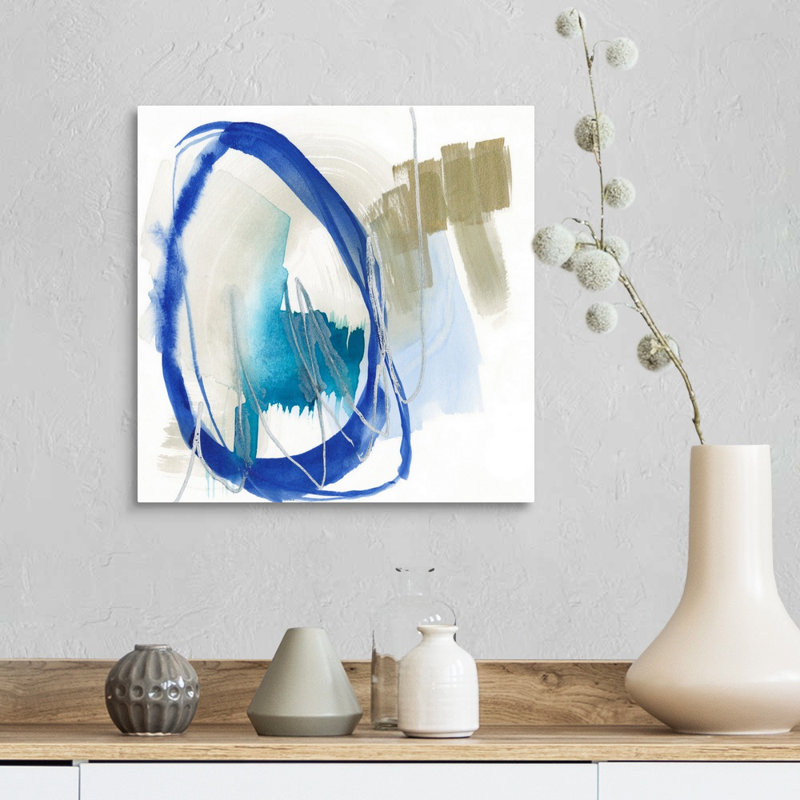 «Cobalt Surround I» par Jennifer Goldberger - reproduction d'art, Toile tendue, H 16 po x l 16 po x P 1,25 po