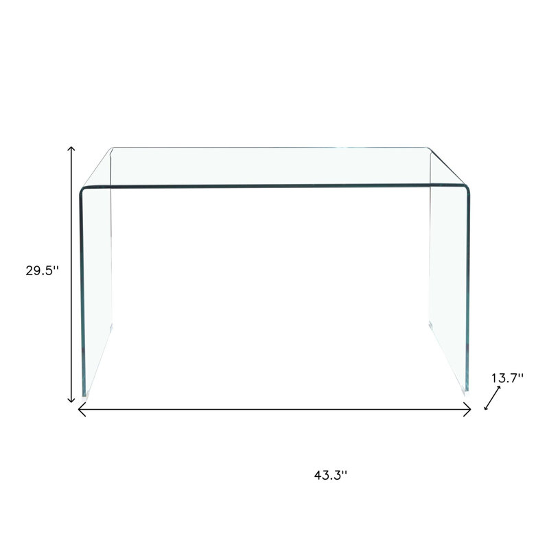 43" Clear Glass Solid Console Table