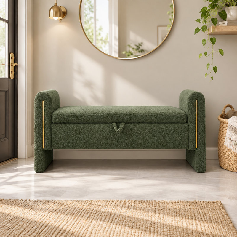 Banc de bout avec accoudoirs et rangement Modern, Green