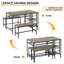 Ensemble de table de salle à manger de 47 pouces pour 4, 3 pièces avec 2 bancs, support à vin et 2 tablettes de rangement pour appartement-130202899-130202900-130202897-130202895