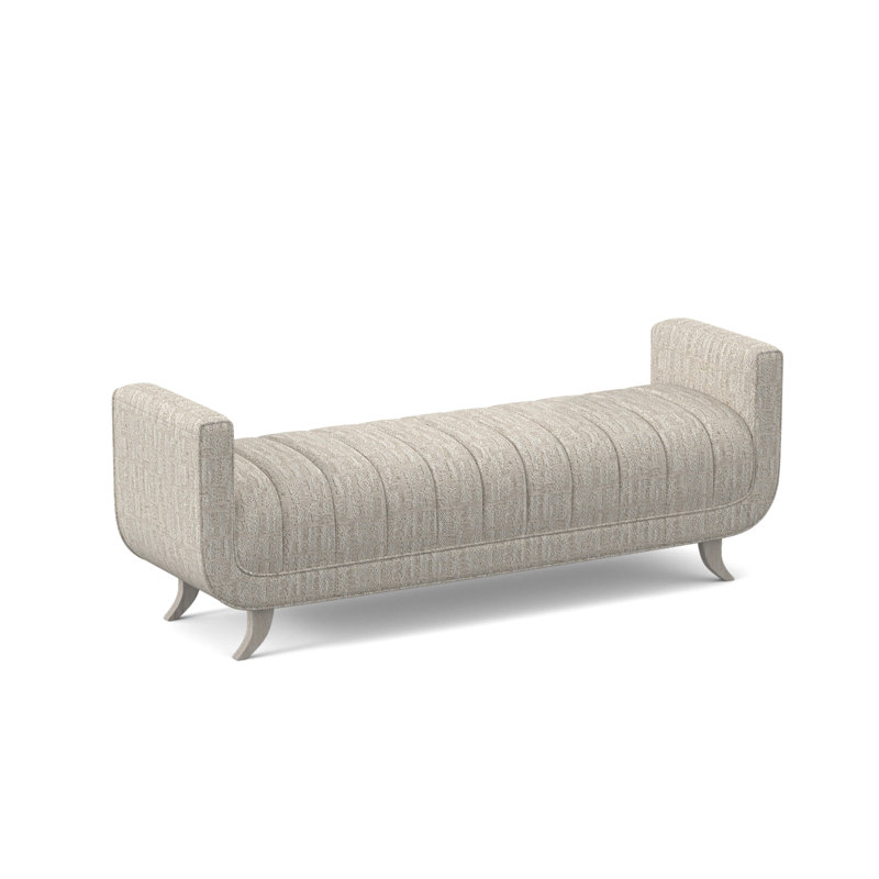 Salon Upholstered Bench, White Caps Fog, Bisque