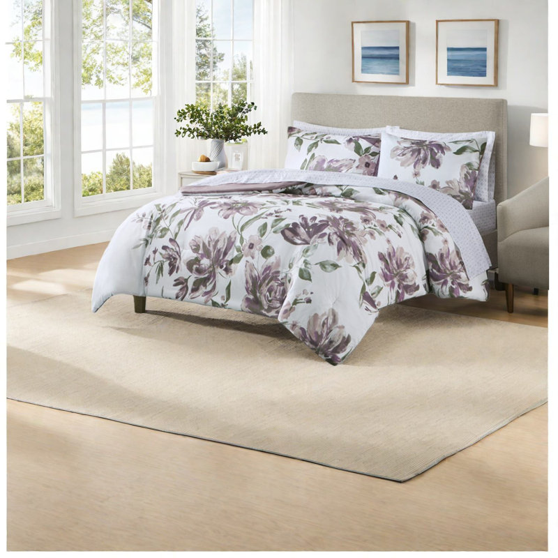 Ensembles de literie en polyester doux, design floral contemporain, confort douillet