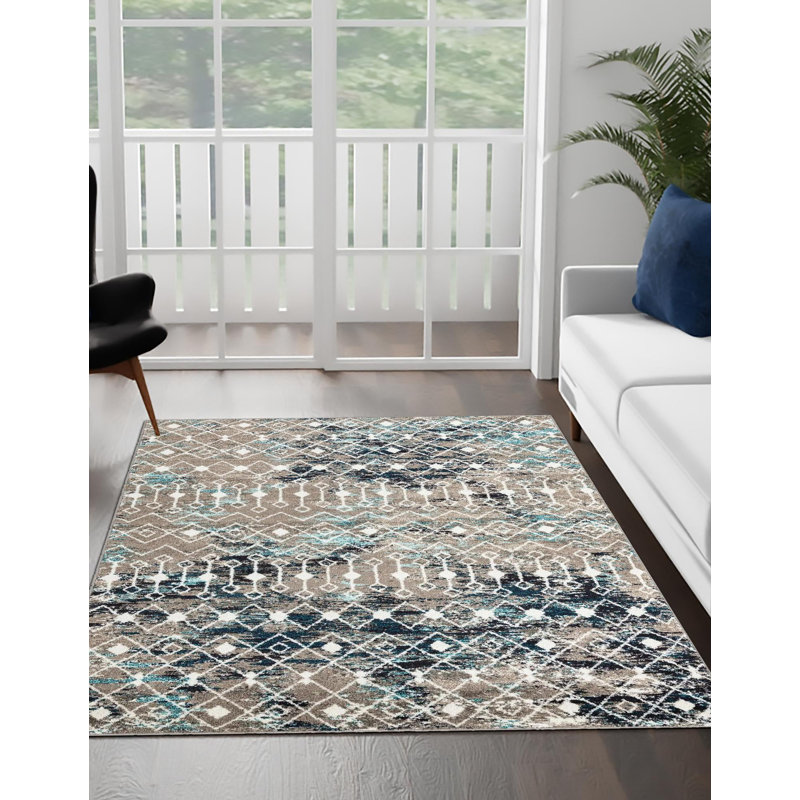 Geometric Indoor Rug, Rectangle 4' x 6'