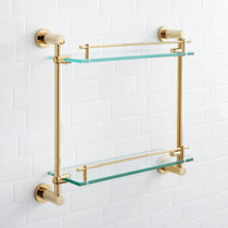 Allied Brass PG-1-22-GAL Pacific Grove Collection 22 Inch Gallery Rail  Glass Shelf, Unlacquered Brass, Bathroom Shelves -  Canada