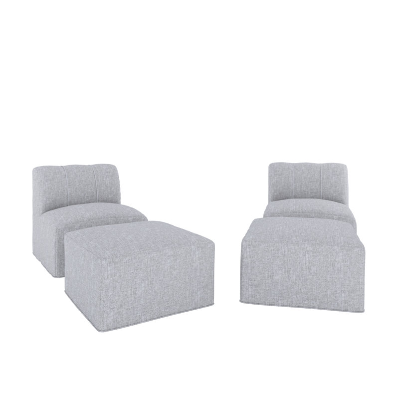 Chaises longues d'extérieur avec repose-pieds Praia Sunbrella®, Toile granit Sunbrella®