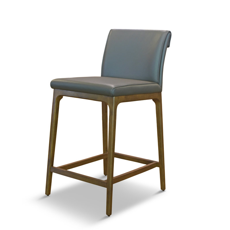 Tabouret de comptoir en cuir Keler, Gris