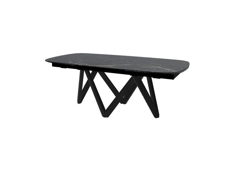 Cartesio Extendable Tables, 29.63"H x 65"L x 39.38"W, Black Statuary Marble, Matt Black
