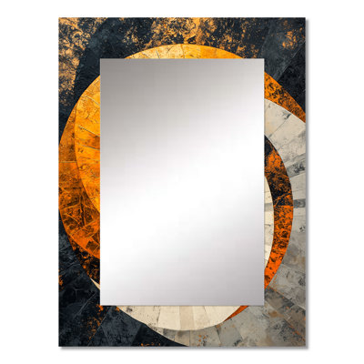 Black Golden Vortex Geometric Spiral II - Geometric Wall Mirror, Black Decorative Mirror, Printed Metal Art