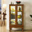 Vitrine lumineuse Curio Cabinet avec tablettes réglables, panneau arrière en miroir et portes en verre trempé-131280862