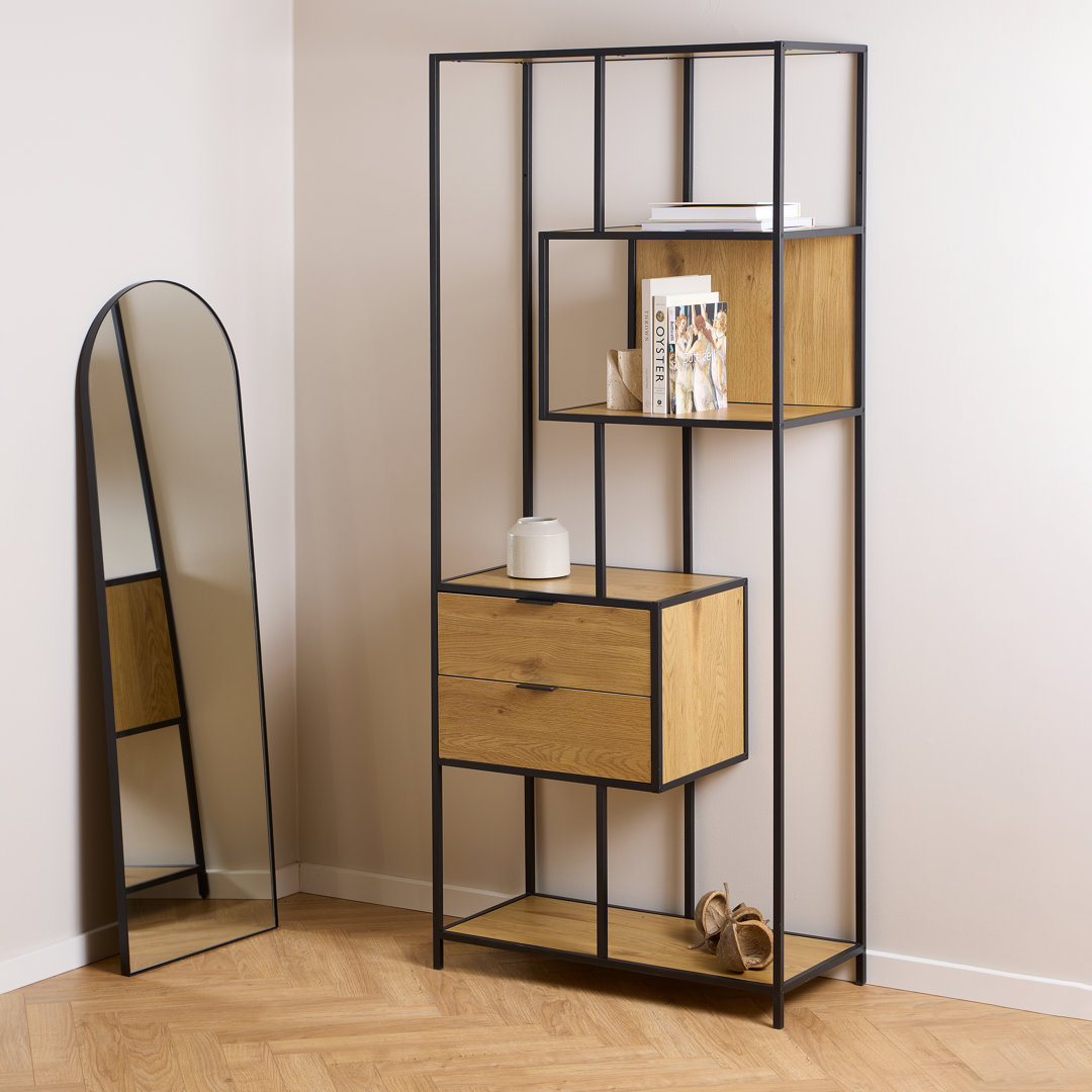 Aneita 185cm H x 77cm W Powder Coated Steel Standard Bookcase