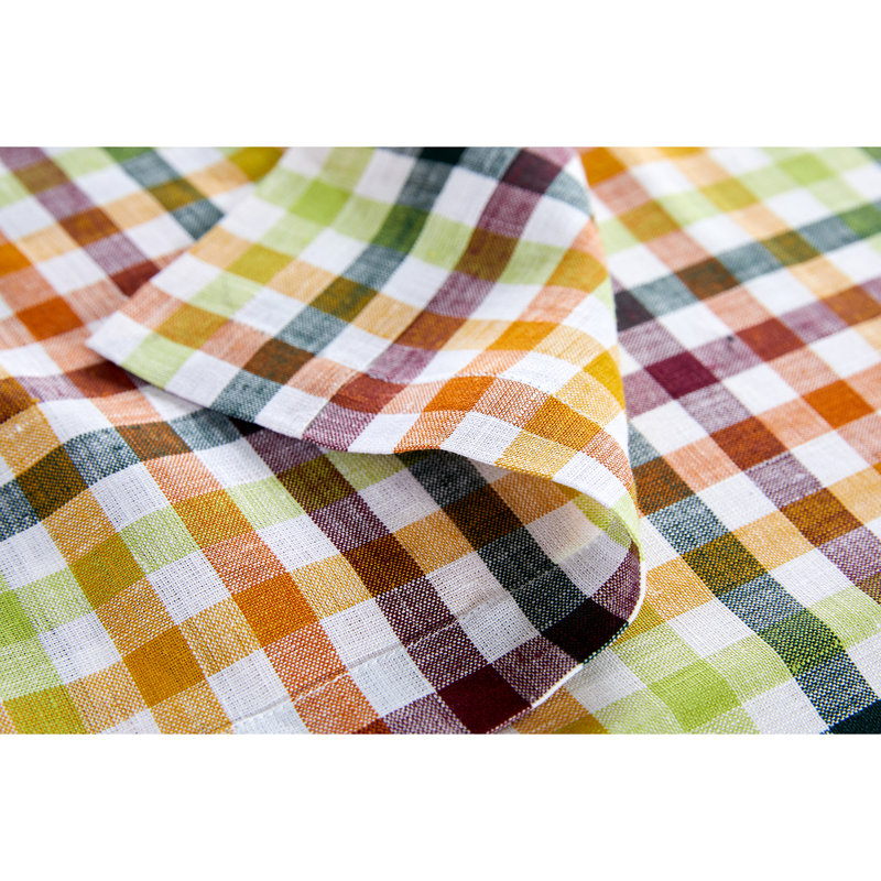 Gingham Check - 100% Pure Linen Table Throw, Black, Gingham