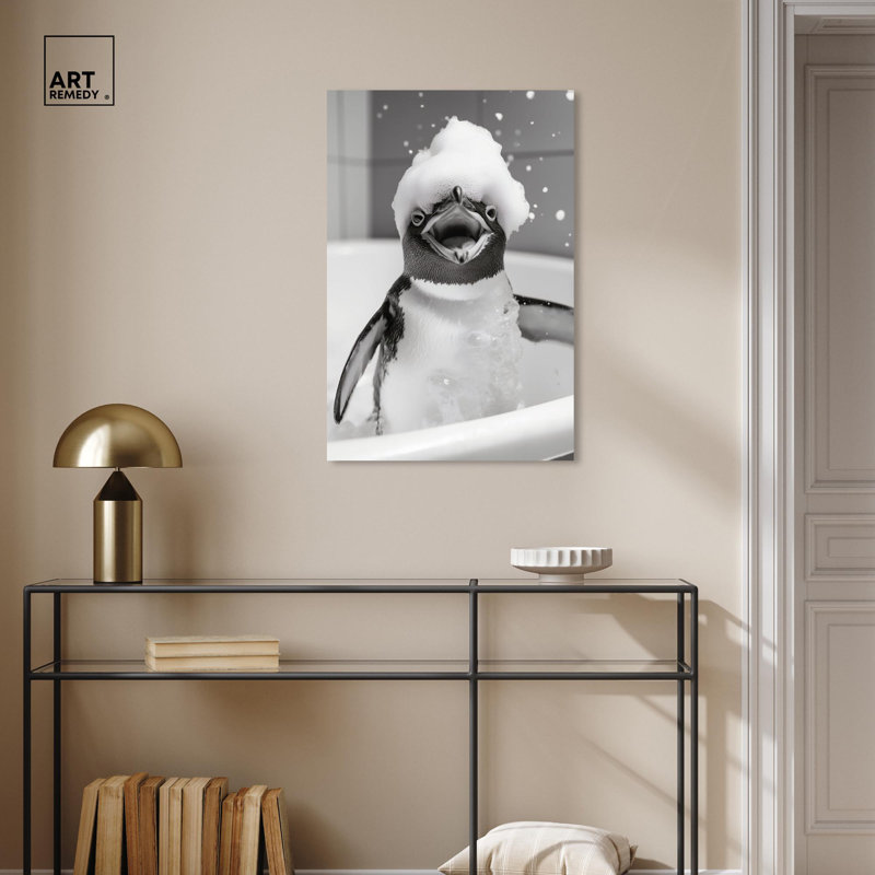 Art, art amusant, salle de bain, toile Happy Bathtime I, H 30 po x l 20 po, Toile tendue