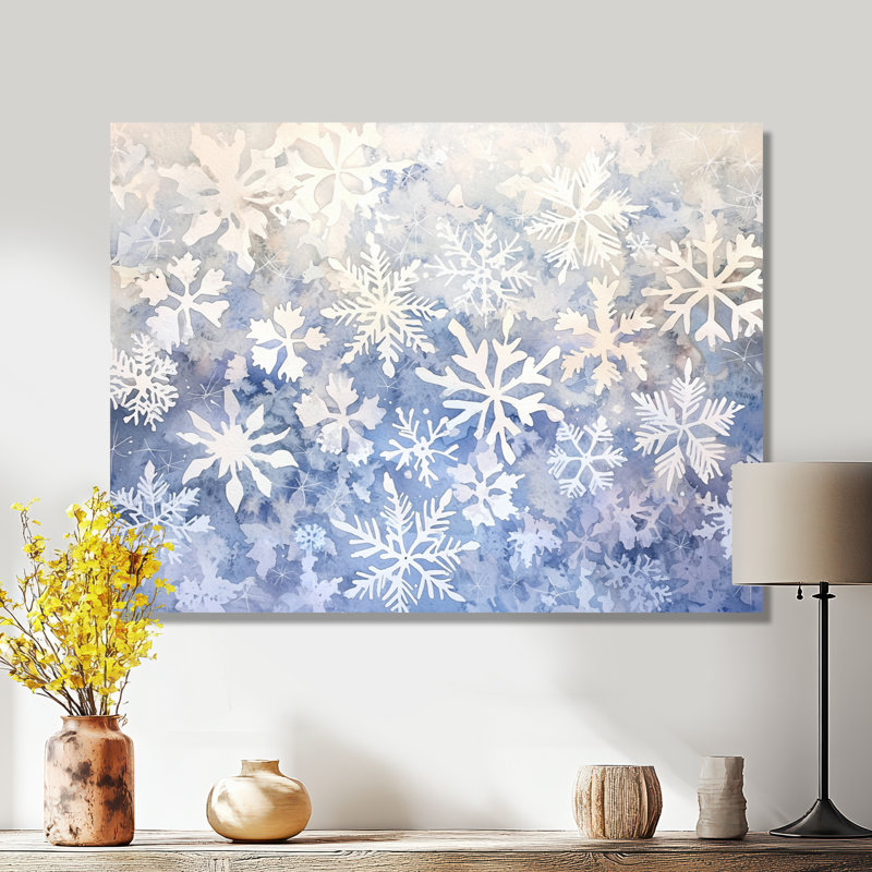 Snowflakes Dancing In Winter I - paysages, décoration murale en métal, paysage d'hiver, H 30 po x l 40 po
