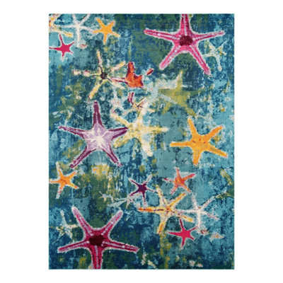 Tapis bleu marine à motif animalier Esposito