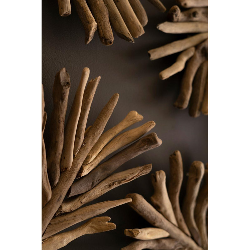 Ensemble de 2 feuilles de bois de grève assemblées à la main Kalalou H 24 po H
