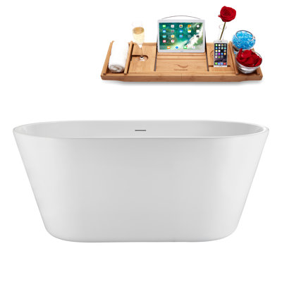 1369.1mm x 744.2mm Freestanding Soaking Acrylic Bathtub