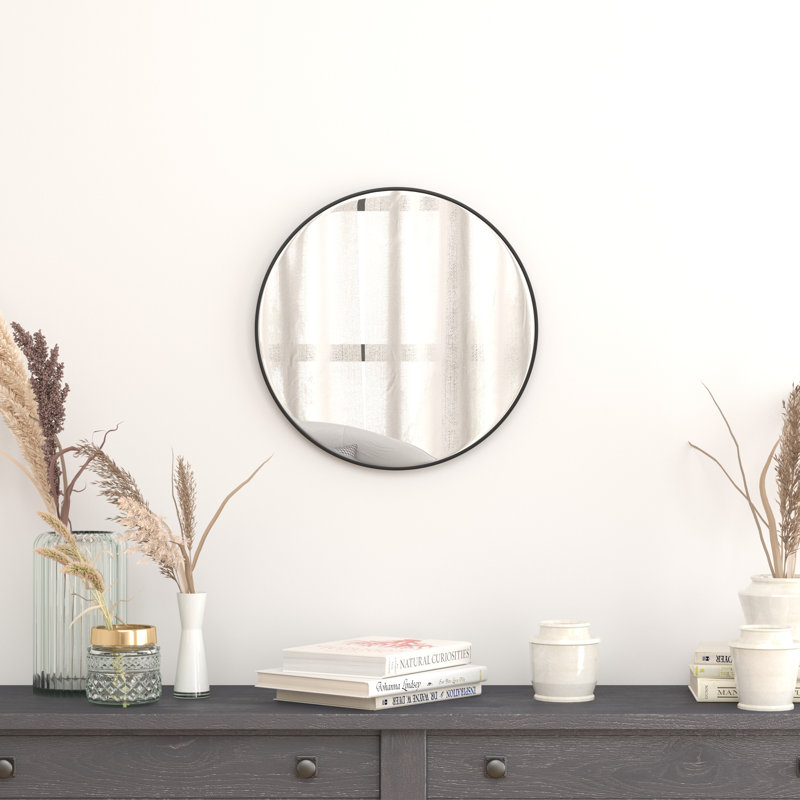 Miroir mural Adarius, 20 po x 20 po, Noir