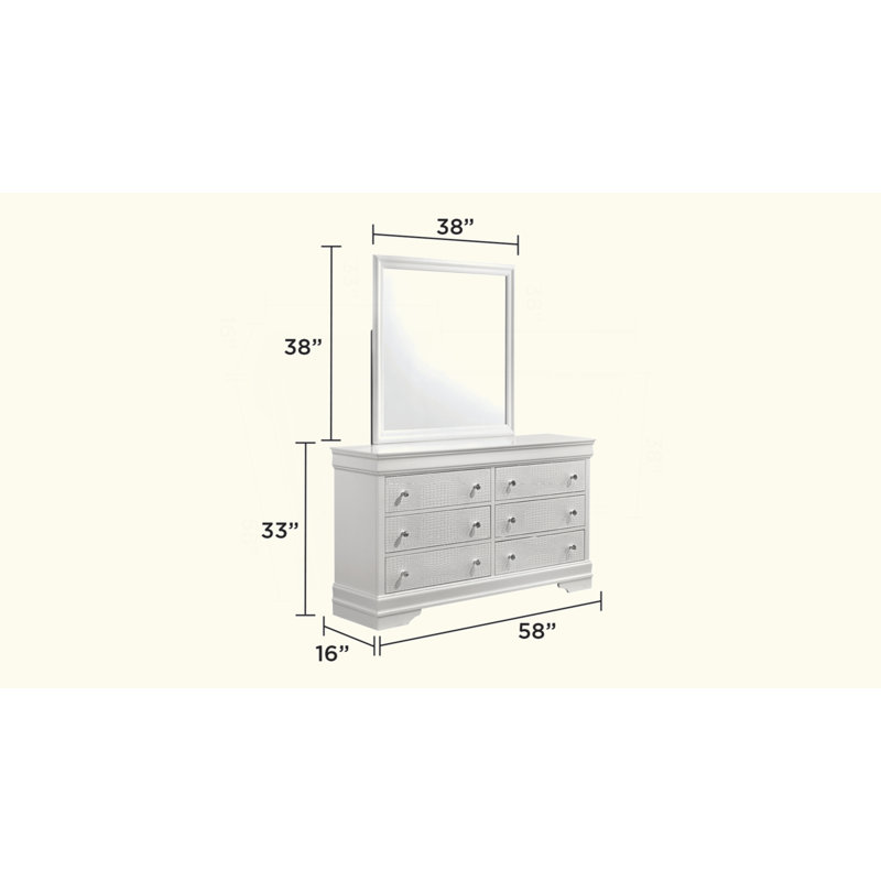 Miroir de style moderne en bois, Blanc