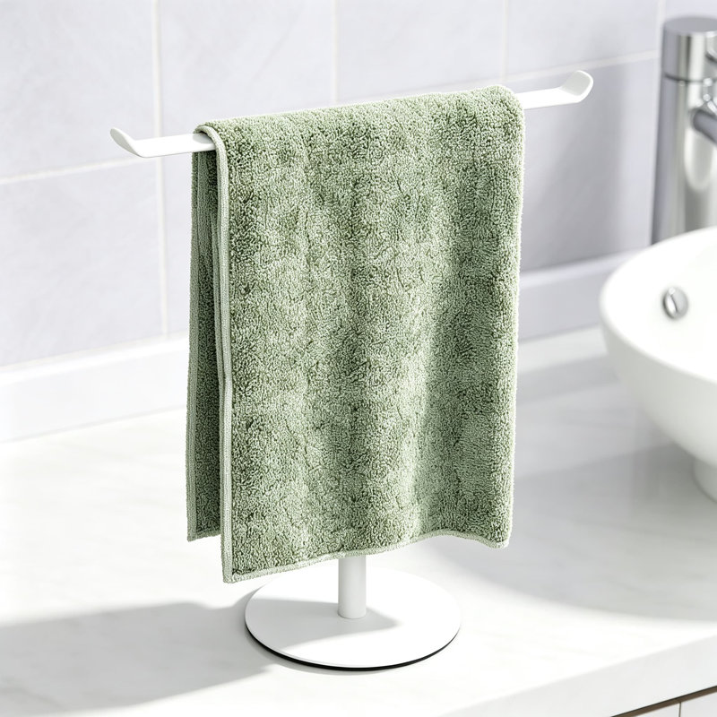Porte-serviettes en forme de T pour salle de bain, porte-serviettes de cuisine, organisateur de bandeaux et de bijoux, base antidérapante en acier inoxydable, fini blanc