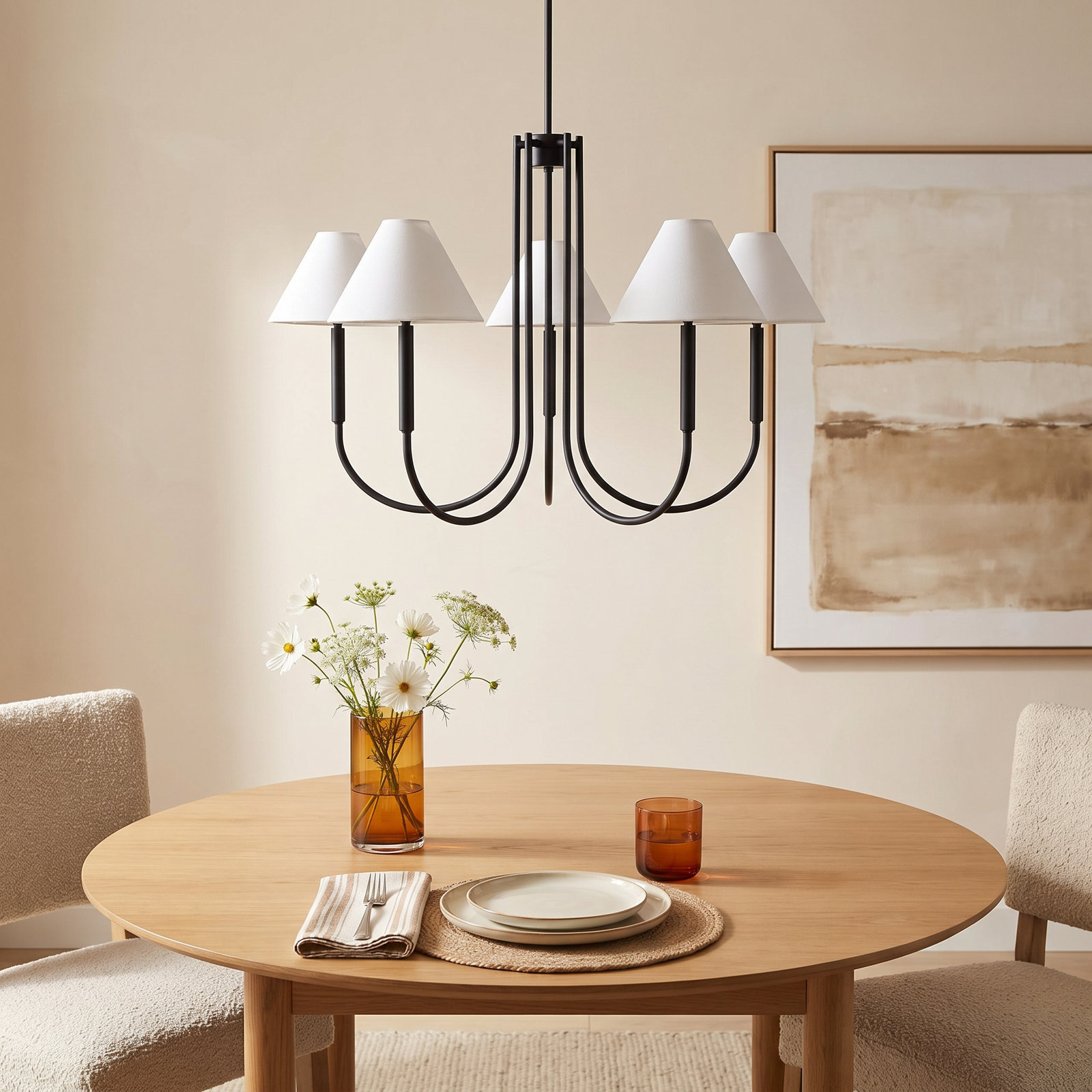 Porteau Chandelier, Midnight Black, 5-Light
