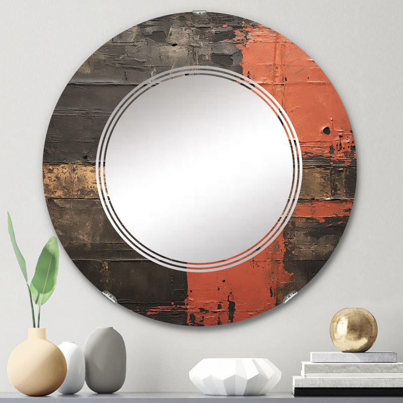 Nusakan - Miroir mural rond moderne, 24 po x 24 po