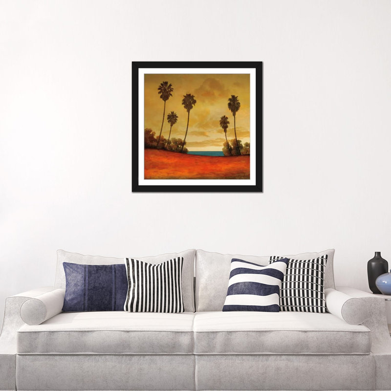 «Las Palmas II» par Gregory Williams, reproduction sur toile tendue sur châssis, Papier d'art encadré noir, Blanc
