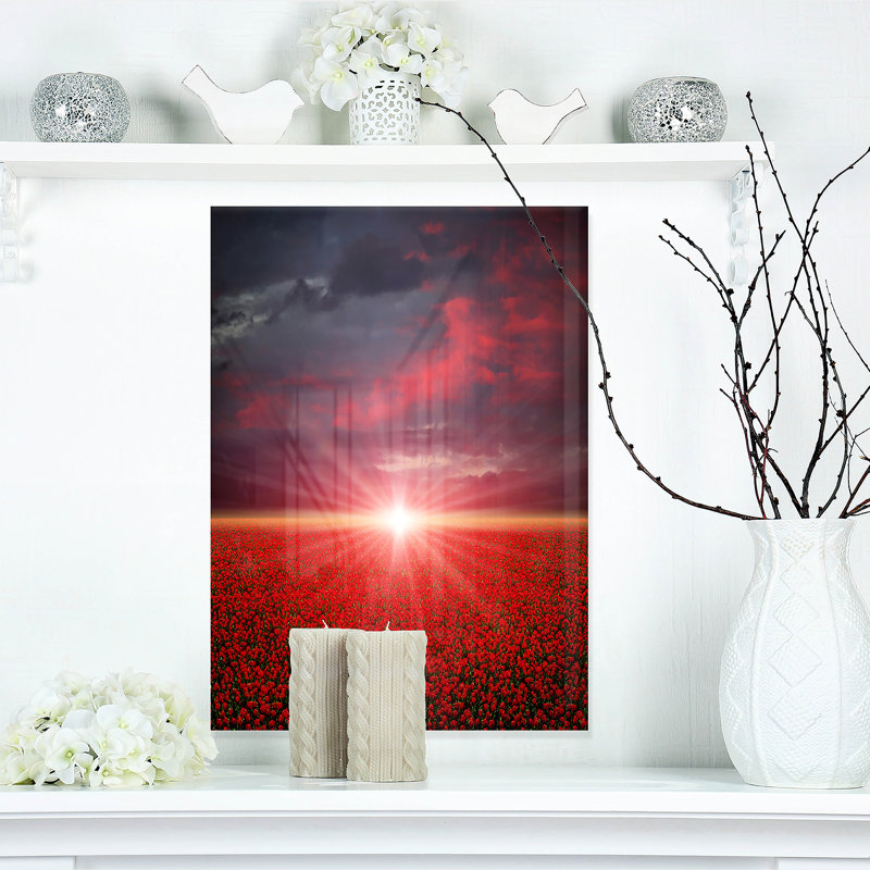 « red pops » à coucher de soleil, reproduction de photo sur toile tendue, H 40 po x l 30 po x P 1 po, Toile tendue