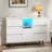 Sideboard Sideboard With High Gloss Design, Led Light, Metal Legs, Six Drawers And A Cabinet