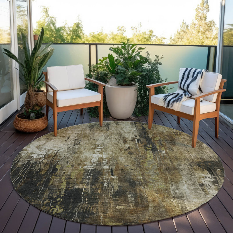 Caelion Beige Washable Indoor-Outdoor Rug - LOOMLAN, 8' x 8'