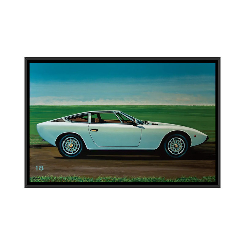 Maserati Khamsin 1974 by Paul Meijering - Painting on Canvas, Black Floater Frame, 101.6 cm H x 66.04 cm W