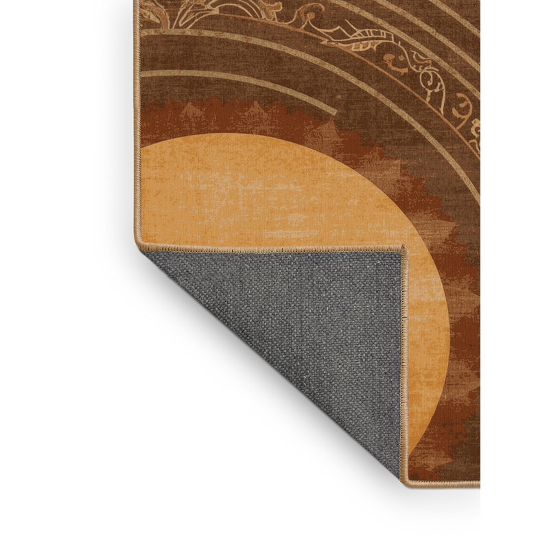 Tapis oriental moelleux et moelleux à motif oriental classique du système solaire brun - reliure brun clair, 3 X 5