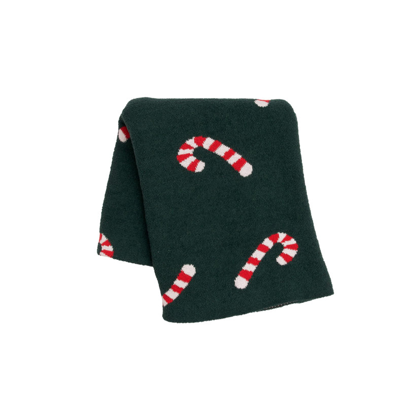 Candy Cane Christmas Knitted Throw Blanket