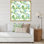 Feuilles tropicales avec petites fleurs bleues - peinture sur toile