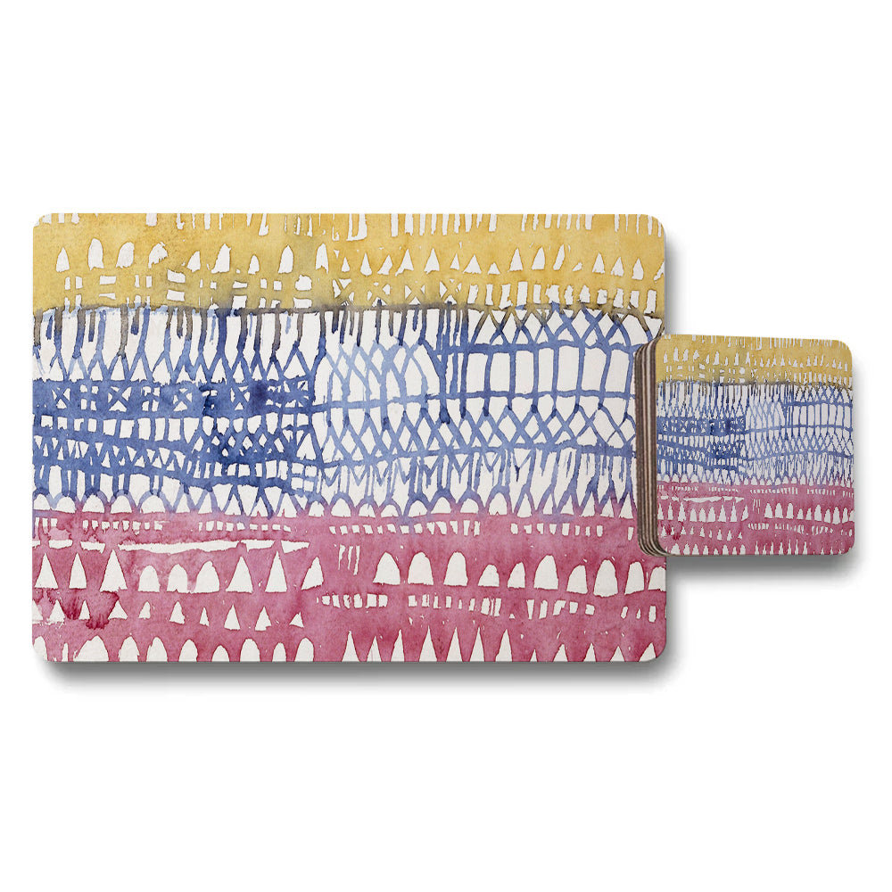 Colorful Abstract Placemat and Coaster Set With Geometric Pattern