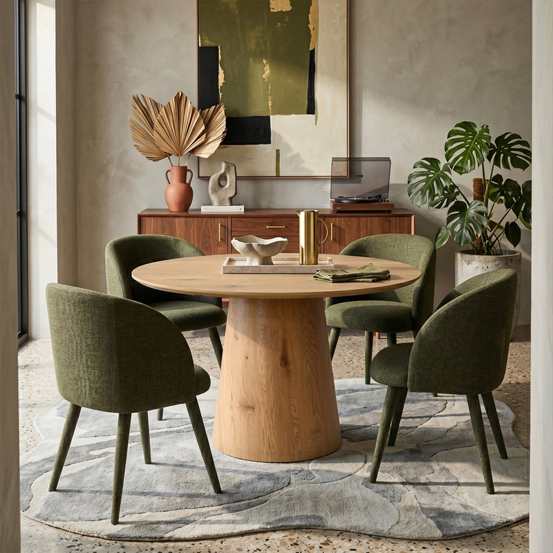 Ensemble de table de salle à manger extensible moderne de 47 à 83 po avec fauteuils rembourrés Modern, Green