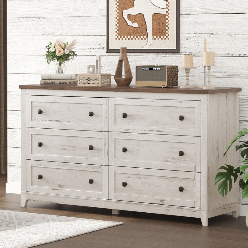 Commode 6 tiroirs pour chambre à coucher, commodes et commodes Farmhouse