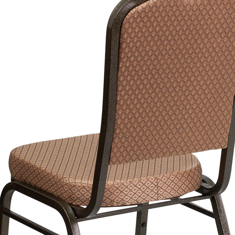Chaise de banquet empilable Oliverson, Cadre noir, Tissu à motif de losanges dorés, 4