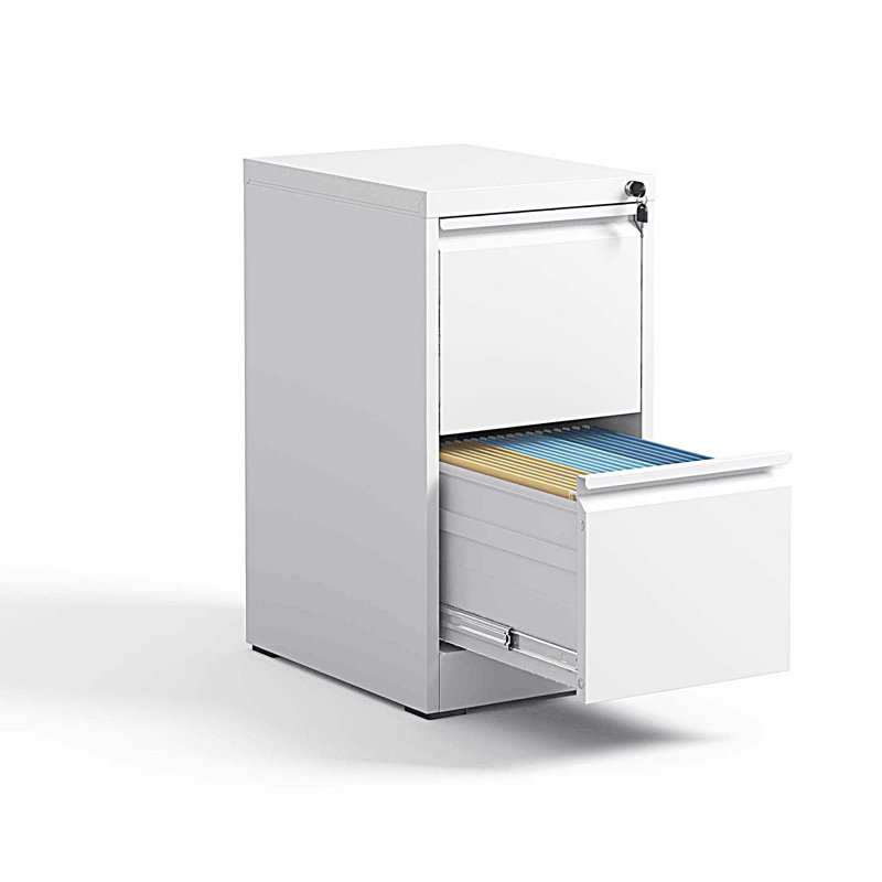 2 Drawer Metal Vertical File Cabinet with Lock Office Home Steel Vertical File Cabinet, White