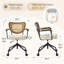 Chaise de bureau Mid-Century moderne, chaise de bureau pivotante réglable avec dossier en rotin PE et siège en similicuir courbé-789291469
