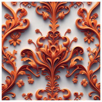 Ornate Orange Floral Quilted Thin Bedspread