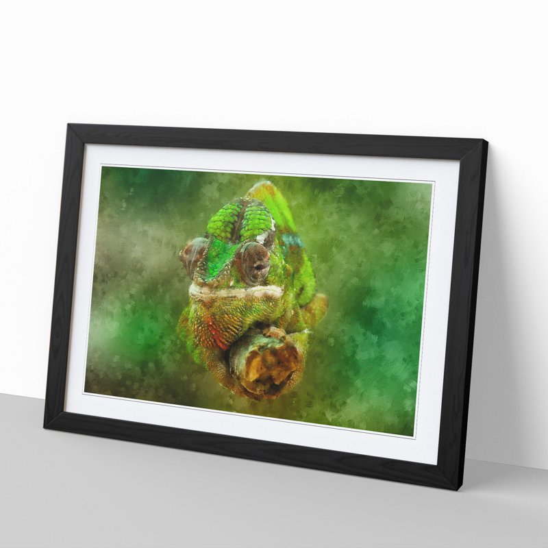 Chameleon Lizard Vol.5 - Picture Frame Painting, 36cm H x 48cm W x 2cm D, Black Framed