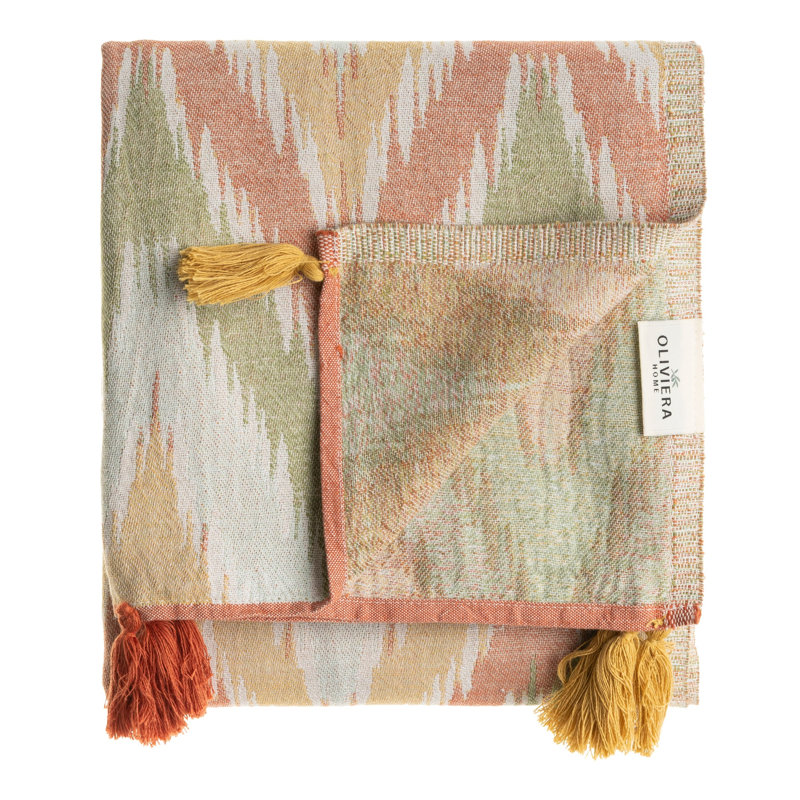 Jeté en coton à chevrons, Clay Olive