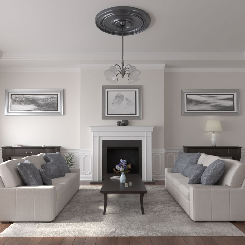 54 po x 54 po x P 4 7/8 po grand médaillon de plafond classique (convient aux auvents jusqu'à 13 1/2 po), Étain