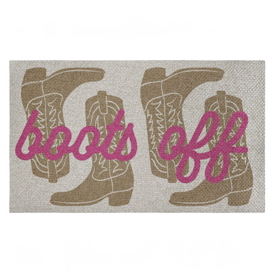Boots Off Entry Rule Outdoor Door Mat, design by Lil' Rue, 18"x30"